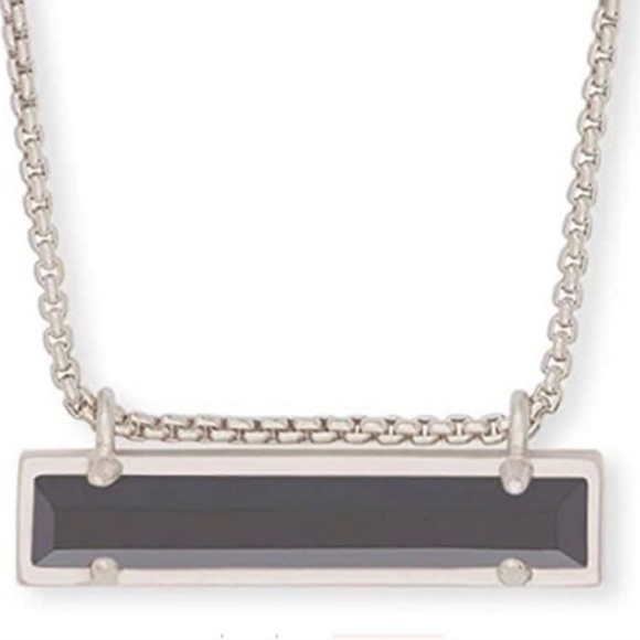 Kendra Scott Leanor Silver Pendant Necklace in Black NEW - Picture 4 of 4